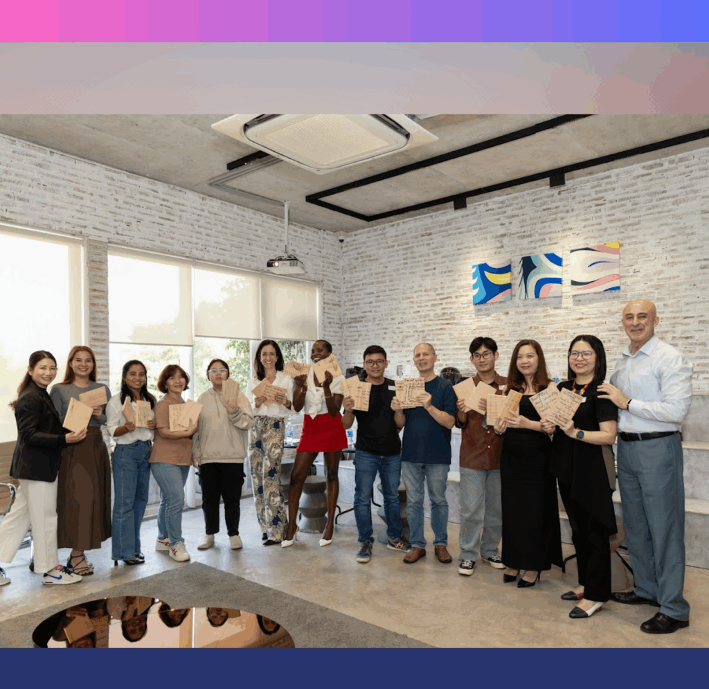 Life coach facilitating a self-leadership workshop for professionals in Vietnam 2025 -Mega Living workshop, to set goals for a new year